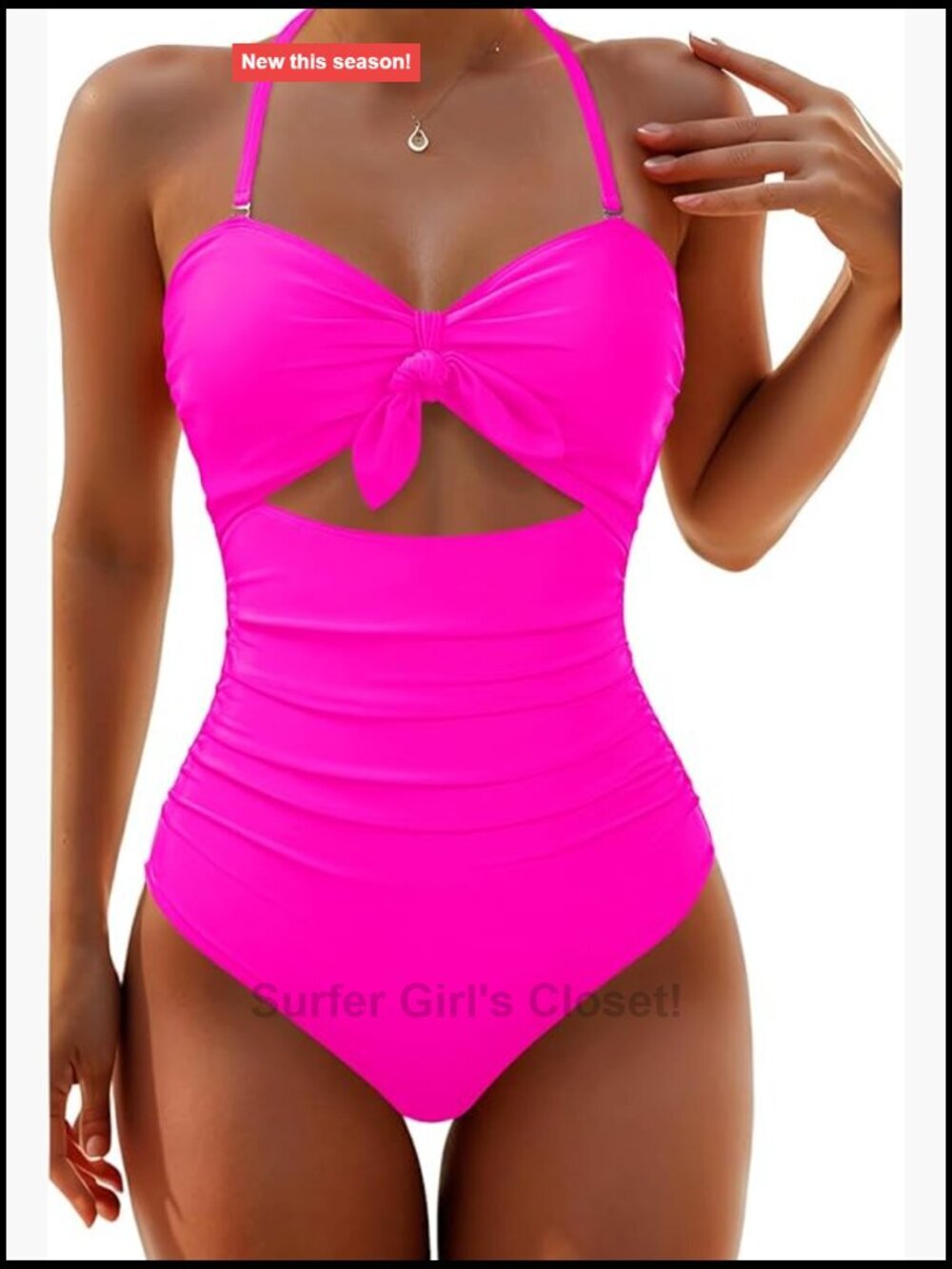 Sexy Cutout One Piece Swimsuit with Tummy Control High Waisted Halter Knot